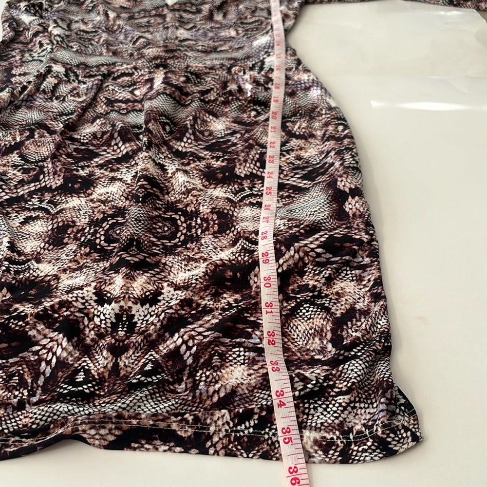 Snake skin keyhole midi dress long sleeve bodyCon animal print knee length dress - Picture 9 of 12